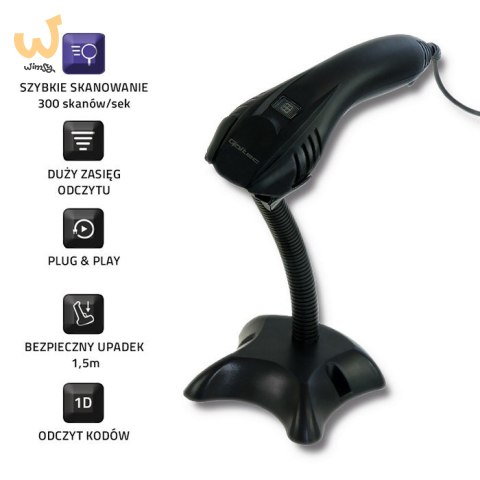 Skaner kodów kreskowych Qoltec 50861 Skaner kodów kreskowych Qoltec 50861