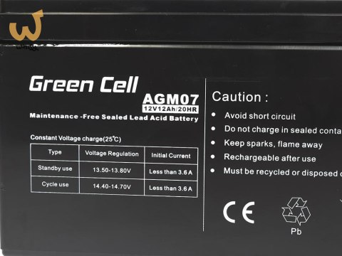 GREEN CELL AKUMULATOR ŻELOWY AGM07 12V 12AH GREEN CELL AKUMULATOR ŻELOWY AGM07 12V 12AH