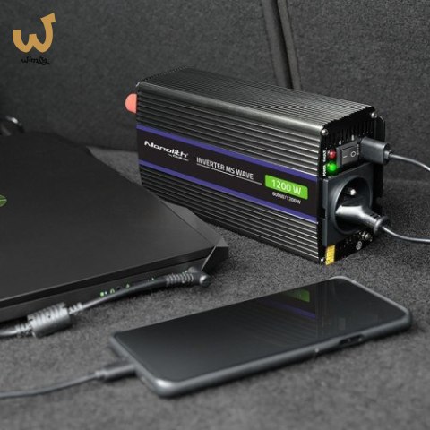 QOLTEC PRZETWORNICA NAPIĘCIA MONOLITH 1200 MS WAVE | 12V NA 230V | 600/1200W | USB QOLTEC PRZETWORNICA NAPIĘCIA MONOLITH 1200 MS WAVE | 12V NA 230V | 600/1200W | USB