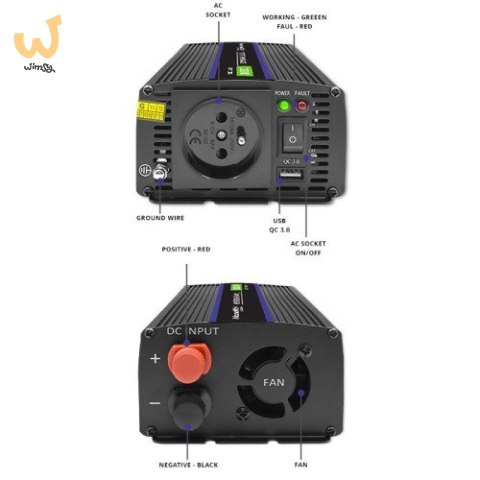 QOLTEC PRZETWORNICA NAPIĘCIA MONOLITH 1200 MS WAVE | 12V NA 230V | 600/1200W | USB QOLTEC PRZETWORNICA NAPIĘCIA MONOLITH 1200 MS WAVE | 12V NA 230V | 600/1200W | USB