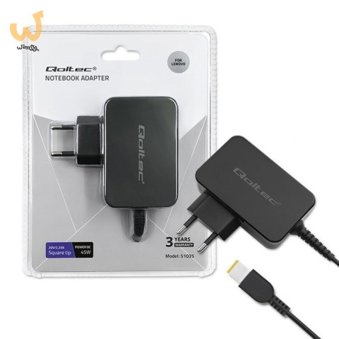 QOLTEC ZASILACZ DO LENOVO 45W | 20V | 2.25A | SLIM TIP+PIN QOLTEC ZASILACZ DO LENOVO 45W | 20V | 2.25A | SLIM TIP+PIN