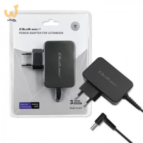 QOLTEC ZASILACZ DO ULTRABOOKA HP 45W | 19.5V | 2.31A | 4.5*3.0+PIN QOLTEC ZASILACZ DO ULTRABOOKA HP 45W | 19.5V | 2.31A | 4.5*3.0+PIN