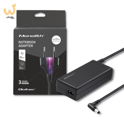 Zasilacz Qoltec 50099.90W do notebooka IBM, Lenovo (20 V; 4,74 A; 90W; 5.5 mm x 2.5 mm) Zasilacz Qoltec 50099.90W do notebooka IBM, Lenovo (20 V; 4,74 A; 90W; 5.5 mm x 2.5 mm)