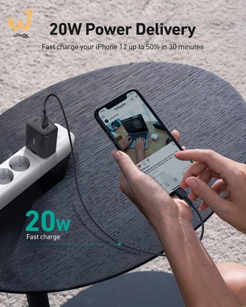 AUKEY PA-F1S ŁADOWARKA SIECIOWA 20W 1XUSB-C PD 3.0 AUKEY PA-F1S ŁADOWARKA SIECIOWA 20W 1XUSB-C PD 3.0