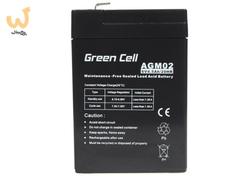 GREEN CELL AKUMULATOR ŻELOWY AGM02 6V 4,5AH GREEN CELL AKUMULATOR ŻELOWY AGM02 6V 4,5AH