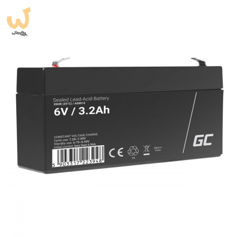 GREEN CELL AKUMULATOR ŻELOWY AGM14 6V 3,2AH GREEN CELL AKUMULATOR ŻELOWY AGM14 6V 3,2AH