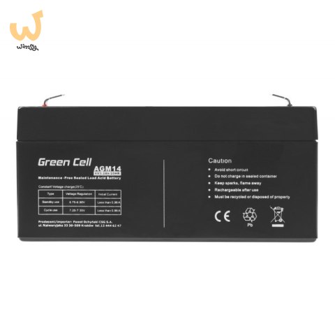 GREEN CELL AKUMULATOR ŻELOWY AGM14 6V 3,2AH GREEN CELL AKUMULATOR ŻELOWY AGM14 6V 3,2AH