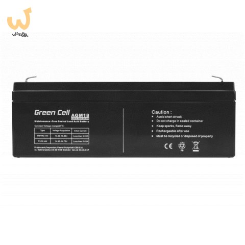 GREEN CELL AKUMULATOR ŻELOWY AGM18 12V 2,3AH GREEN CELL AKUMULATOR ŻELOWY AGM18 12V 2,3AH