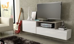 Szafka RTV SIGMA3 180 biały/biały połysk + sonoma