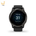 Zegarek Garmin Venu 2 (45 mm) Slate Stainless Steel Bezel / Black Case / Silicone Band