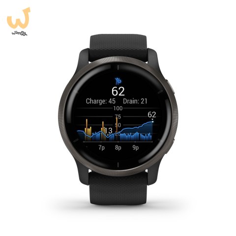 Zegarek Garmin Venu 2 (45 mm) Slate Stainless Steel Bezel / Black Case / Silicone Band Zegarek Garmin Venu 2 (45 mm) Slate Stainless Steel Bezel / Black Case / Silicone Band