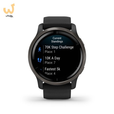 Zegarek Garmin Venu 2 (45 mm) Slate Stainless Steel Bezel / Black Case / Silicone Band Zegarek Garmin Venu 2 (45 mm) Slate Stainless Steel Bezel / Black Case / Silicone Band
