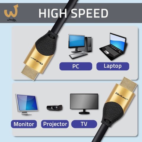 QOLTEC KABEL HDMI V2.1 ULTRA HIGH SPEED 8K | 60HZ | 28AWG | GOLD | 3M QOLTEC KABEL HDMI V2.1 ULTRA HIGH SPEED 8K | 60HZ | 28AWG | GOLD | 3M