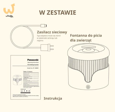 Poidło fontannowe dla zwierząt Panasonic CP-JNW01CW, białe Poidło fontannowe dla zwierząt Panasonic CP-JNW01CW, białe