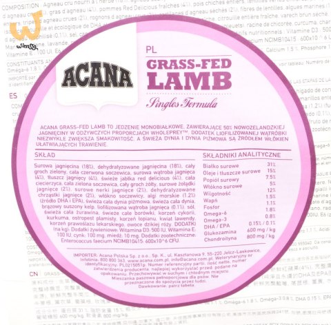 ACANA Grass-fed Lamb 2kg (WYPRZEDAŻ) ACANA Grass-fed Lamb 2kg (WYPRZEDAŻ)