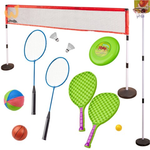 Zestaw sportowy 5w1 badminton koszykówka siatkówka tenis frisbee Zestaw sportowy 5w1 badminton koszykówka siatkówka tenis frisbee
