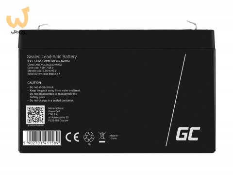 GREEN CELL AKUMULATOR ŻELOWY AGM12 6V 7AH GREEN CELL AKUMULATOR ŻELOWY AGM12 6V 7AH