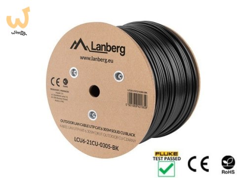 Kabel sieciowy zewnętrzne Lanberg LCU6-21CU-0305-BK (UTP; 305m; kat. 6; kolor czarny) Kabel sieciowy zewnętrzne Lanberg LCU6-21CU-0305-BK (UTP; 305m; kat. 6; kolor czarny)
