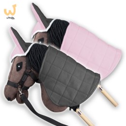 Derka dwustronna i nauszniki Skippi dla Hobby Horse - różowa i szara