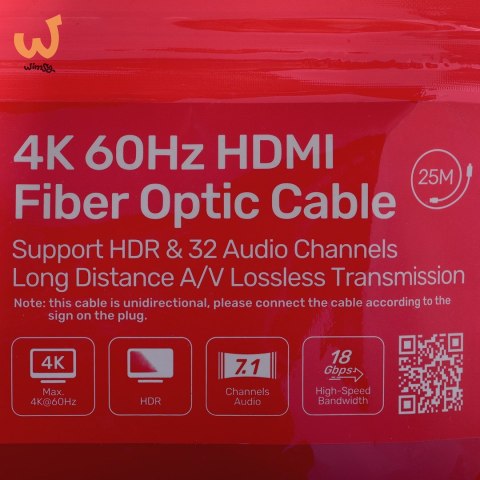 UNITEK KABEL OPTYCZNY HDMI 2.0 Active Optical Cable 4K 60HZ 25M UNITEK KABEL OPTYCZNY HDMI 2.0 Active Optical Cable 4K 60HZ 25M