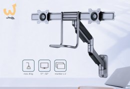 GEMBIRD ŚCIENNE REGULOWANE RAMIĘ/UCHWYT NA 2 MONITORY 17-32, VESA 100X100MM, DO 8 KG
