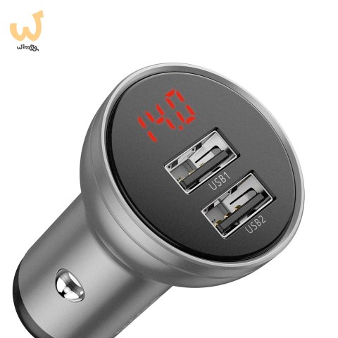BASEUS ŁADOWARKA SAMOCHODOWA CCBX-0S Z WYŚWIETLACZEM, 2X USB, 4,8A, 24W SREBRNA BASEUS ŁADOWARKA SAMOCHODOWA CCBX-0S Z WYŚWIETLACZEM, 2X USB, 4,8A, 24W SREBRNA