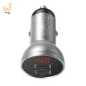 BASEUS ŁADOWARKA SAMOCHODOWA CCBX-0S Z WYŚWIETLACZEM, 2X USB, 4,8A, 24W SREBRNA
