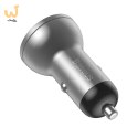 BASEUS ŁADOWARKA SAMOCHODOWA CCBX-0S Z WYŚWIETLACZEM, 2X USB, 4,8A, 24W SREBRNA