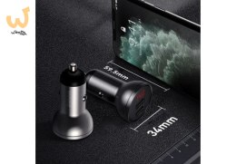 BASEUS ŁADOWARKA SAMOCHODOWA Z WYŚWIETLACZEM,2XUSB