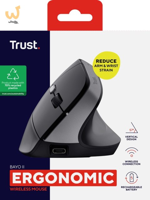 Mysz TRUST BAYO II ERGONOMIC WIRELESS MOUSE BLK (25145) Mysz TRUST BAYO II ERGONOMIC WIRELESS MOUSE BLK (25145)