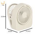 Wentylator wiatrak biurkowy bezprzewodowy USB 11,5 cm biały
