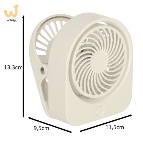 Wentylator wiatrak biurkowy bezprzewodowy USB 11,5 cm biały Wentylator wiatrak biurkowy bezprzewodowy USB 11,5 cm biały