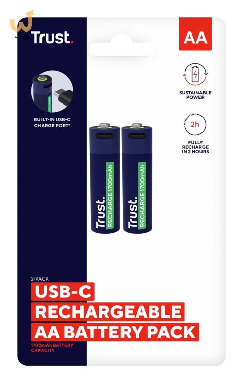 Baterie AA Trust USB-C RECHARGEABLE BATTERIES 2P Baterie AA Trust USB-C RECHARGEABLE BATTERIES 2P