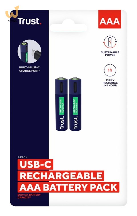 Baterie AAA Trust USB-C RECHARGEABLE BATTERIES 2P Baterie AAA Trust USB-C RECHARGEABLE BATTERIES 2P