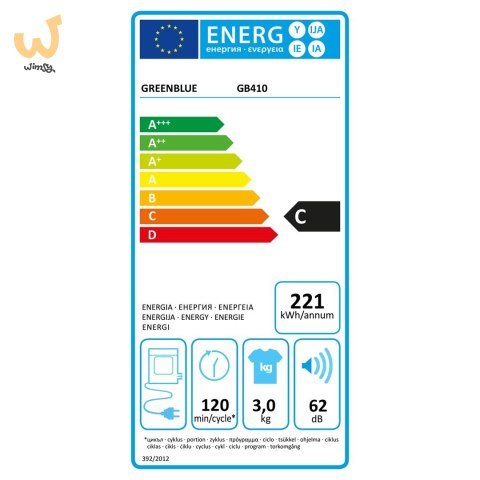 GREENBLUE SUSZARKA ELEKTRYCZNA BĘBNOWA DO UBRAŃ 3KG WSAD GB410 GREENBLUE SUSZARKA ELEKTRYCZNA BĘBNOWA DO UBRAŃ 3KG WSAD GB410