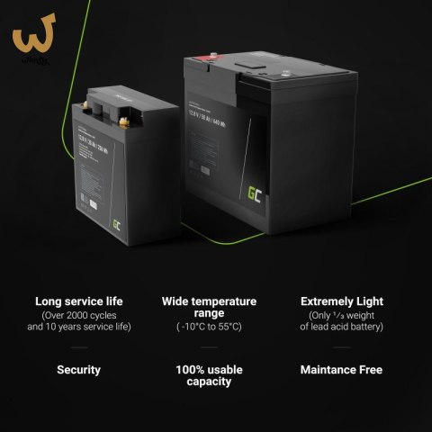 GREEN CELL AKUMULATOR LIFEPO4 CAV06 12/12,8V 50AH 640WH / M8 GREEN CELL AKUMULATOR LIFEPO4 CAV06 12/12,8V 50AH 640WH / M8