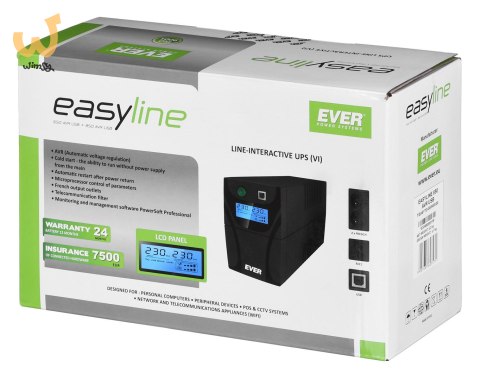 Zasilacz UPS EVER EASYLINE 850AVR USB (850VA) (T/EASYTO-000K85/00) Zasilacz UPS EVER EASYLINE 850AVR USB (850VA) (T/EASYTO-000K85/00)