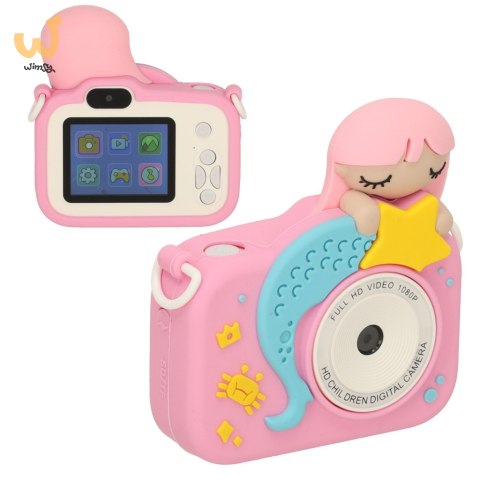Aparat cyfrowy dla dzieci + karta 32GB różowy syrenka Aparat cyfrowy dla dzieci + karta 32GB różowy syrenka
