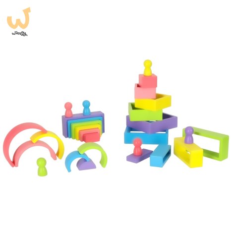 Klocki drewniane edukacyjne układanka tęcza puzzle montessori tęcza kolorowe Klocki drewniane edukacyjne układanka tęcza puzzle montessori tęcza kolorowe