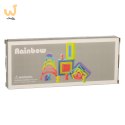 Klocki drewniane edukacyjne układanka tęcza puzzle montessori tęcza kolorowe