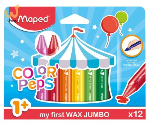Kredki świecowe dla małych dzieci 1+ Maped 12 kolorów Kredki świecowe dla małych dzieci 1+ Maped 12 kolorów