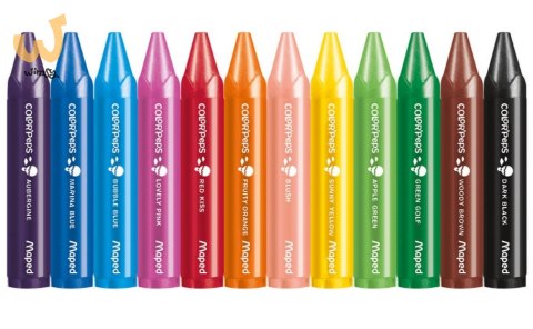 Kredki świecowe dla małych dzieci 1+ Maped 12 kolorów Kredki świecowe dla małych dzieci 1+ Maped 12 kolorów