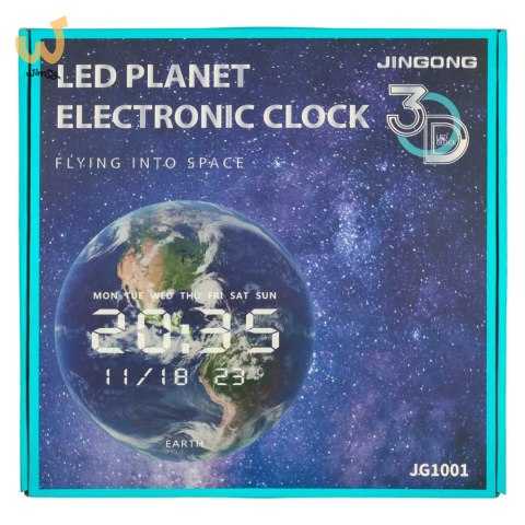 Zegar ścienny planeta ziemia z wyświetlaczem LED 32 cm niebieski Zegar ścienny planeta ziemia z wyświetlaczem LED 32 cm niebieski