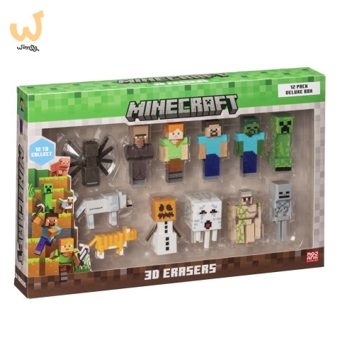 MINECRAFT 3D ERASERS - 12 PACK DELUXE BOX MINECRAFT 3D ERASERS - 12 PACK DELUXE BOX