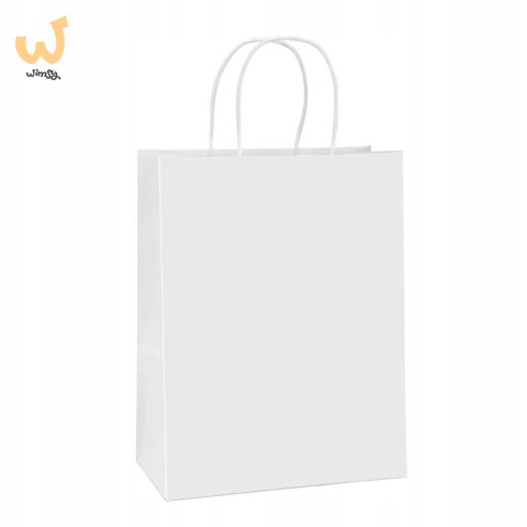 BSTech Torba Papierowa z rączką biała 210x110x270 25 szt 120 gsm