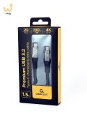 GEMBIRD KABEL PREMIUM USB TYP-C, 3.2 GEN 2 POWER DELIVERY (PD), 20 GB/S, 100 W, 1.5 M