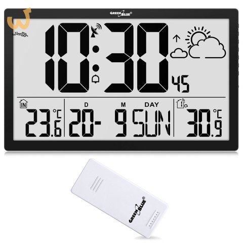 GREENBLUE ZEGAR ŚCIENNY LCD BARDZO DUŻY, TEMPERATURA, DATA GB218 GREENBLUE ZEGAR ŚCIENNY LCD BARDZO DUŻY, TEMPERATURA, DATA GB218