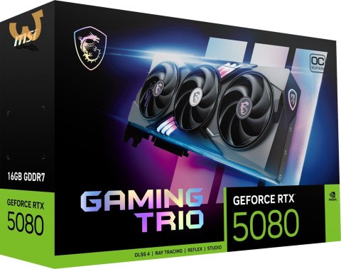 Karta graficzna MSI GeForce RTX 5080 16GB GAMING TRIO OC GDDR7 Karta graficzna MSI GeForce RTX 5080 16GB GAMING TRIO OC GDDR7