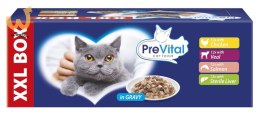 PREVITAL - Z kurczakiem, cielęciną, łososiem i wątróbką w sosie - karma dla kota 48x100g