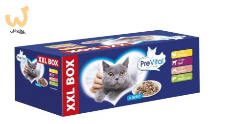 PREVITAL - Z kurczakiem, cielęciną, łososiem i wątróbką w sosie - karma dla kota 48x100g PREVITAL - Z kurczakiem, cielęciną, łososiem i wątróbką w sosie - karma dla kota 48x100g